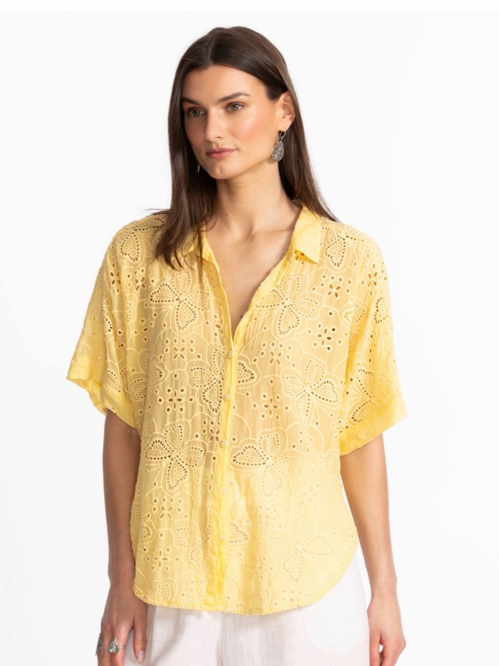 JOHNNY WAS THE AUDREY SHORT SLEEVE SHIRT ‑ MARIPOSA Sunshine Size Small